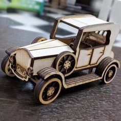 Laser Cut Wooden 3D Puzzle Ford Car Model Vector File