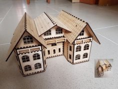 Laser Cut Wooden 3D Puzzle House Model Architectural Building Design CDR File