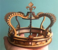 Laser Cut Wooden 3D Puzzle King Crown Model Vector File