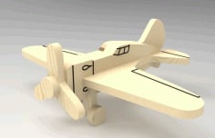 Laser Cut Wooden 3D Puzzle Light Aircraft Drawing Free Vector CDR File