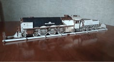 Laser Cut Wooden 3D Puzzle Locomotive Steam Engine Model CDR Vectors File