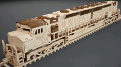 Laser Cut Wooden 3D Puzzle Locomotive Vector Free DXF File DXF File