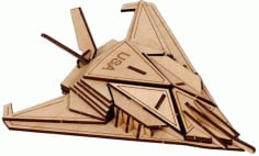 Laser Cut Wooden 3D Puzzle Model F117 Plane, Wooden Toy Vector File