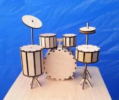 Laser Cut Wooden 3D Puzzle Musical Drums Model DXF File
