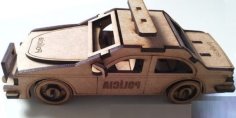 Laser Cut Wooden 3D Puzzle Police Car Toy Model CDR File