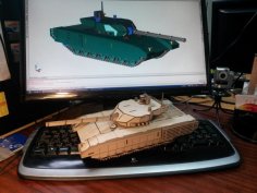 Laser Cut Wooden 3D Puzzle Tank Model CDR File