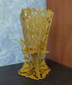 Laser Cut Wooden 3D Puzzle Vase for Flower for Room Decoration CDR File