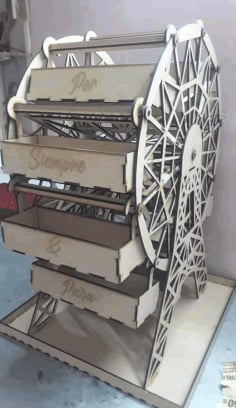 Laser Cut Wooden 3D Puzzle Wheel Storage Stand CDR and DXF Vector File