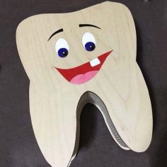Laser Cut Wooden 3D Tooth Model Gift Box Plywood 3mm CDR and DXF Vector File