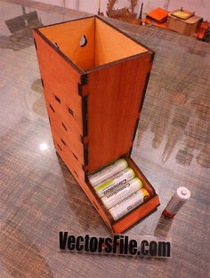 Laser Cut Wooden AA Battery Cell Organizer 4mm Plywood Battery Dispenser Vector File
