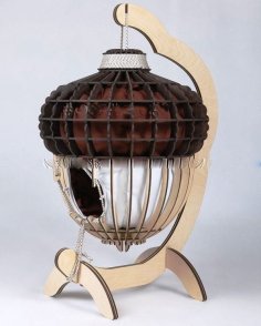 Laser Cut Wooden Acorn shaped Cat House Wooden Animal House CDR File