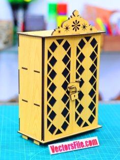 Laser Cut Wooden Almirah Jewelry Organizer Jewellery Box DXF and CDR File