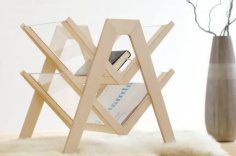 Laser Cut Wooden and Acrylic Magazine Rack Wooden Modern Table Vector File