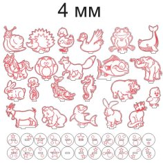Laser Cut Wooden Animal Toy Stand Table Decoration 3mm and 4 mm CDR File
