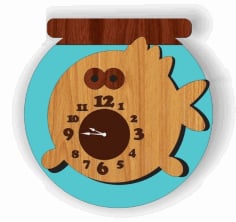 Laser Cut Wooden Aquarium Wall Clock Download Free Vector