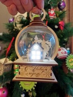 Laser Cut Wooden Ball Lamp Merry Christmas Decor Design CDR File