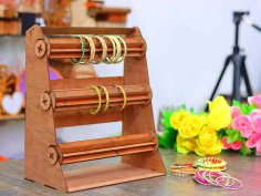 Laser Cut Wooden Bangle Stand Jewelry Stand 3mm Free Vector