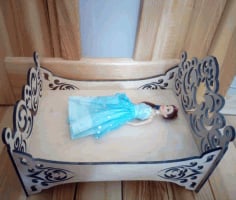 Laser Cut Wooden Barbie Doll Bed CDR File