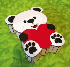 Laser Cut Wooden Bear Gift Box CDR and Ai File