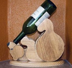 Laser Cut Wooden Bear Shape Wine Bottle Holder CDR File