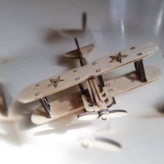 Laser Cut Wooden Biplane Toy Model Vector File