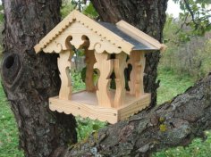Laser Cut Wooden Bird Feeder House Layout Birdhouse Idea DXF File