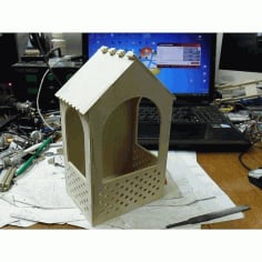 Laser Cut Wooden Bird House CDR Vectors File