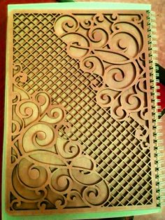Laser Cut Wooden Book Cover Design Notebook Cover Free Template DXF and CDR File