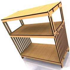 Laser Cut Wooden Bookcase Table for Study Room DXF File