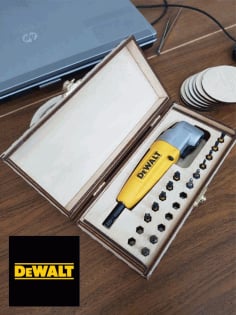 Laser Cut Wooden Box for Dewalt Right Angle Attachment CDR File