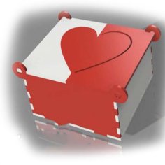 Laser Cut Wooden Box with Heart Valentines Day Gift Box CDR and DXF File