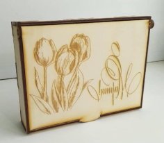 Laser Cut Wooden Box with Laser Engraving Design Vector File