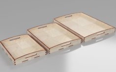 Laser Cut Wooden Breakfast Tray Set with Handles CDR File