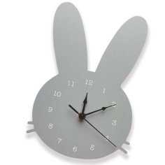 Laser Cut Wooden Bunny Clock Wall Decor Design CDR and DXF File