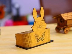 Laser Cut Wooden Bunny Decorative Egg Holder Stand 3mm Free Vector