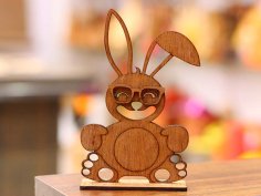 Laser Cut Wooden Bunny Decorative Stand Easter Decor 3mm Free Vector