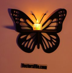 Laser Cut Wooden Butterfly Wall Display Shelf Wall Decor Idea Wall Shelf CDR and DXF File