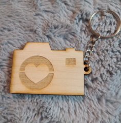 Laser Cut Wooden Camera Keychain Keyring SVG File