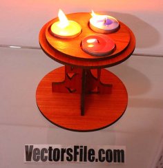 Laser Cut Wooden Candle Holder Stand Plywood 4mm CDR and DXF File