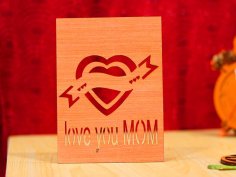 Laser Cut Wooden Card Mothers Day Gift Card Template Vector File