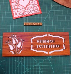 Laser Cut Wooden Card Wedding Invitation Card Template Invitation Car Sample DXF and CDR File