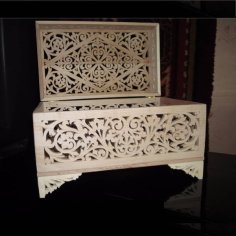Laser Cut Wooden Carved Box with a Pattern Vector File