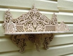 Laser Cut Wooden Carved Plywood Wall Shelf DXF File