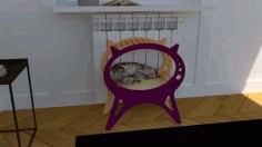 Laser Cut Wooden Cat Bed, CNC Wooden Animal Furniture Vector File