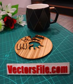Laser Cut Wooden Cat Coaster Tea Coaster Glass Coaster CDR and SVG File