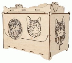 Laser Cut Wooden Cat House Mockup CDR, DXF and Ai Vector File