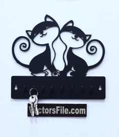 Laser Cut Wooden Cats Key Holder Key Organizer Housekeeper Key Hanger DXF and CDR File