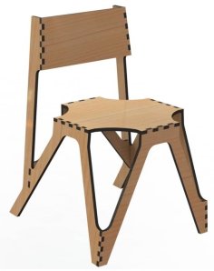 Laser Cut Wooden Chair with Backrest CDR File