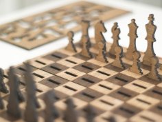 Laser Cut Wooden Chess Board with Chess Pieces DXF File