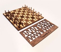 Laser Cut Wooden Chess Game with Chess Engraved Board Vector File
